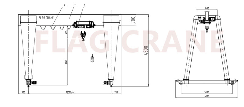 European single girder gantry crane drawing